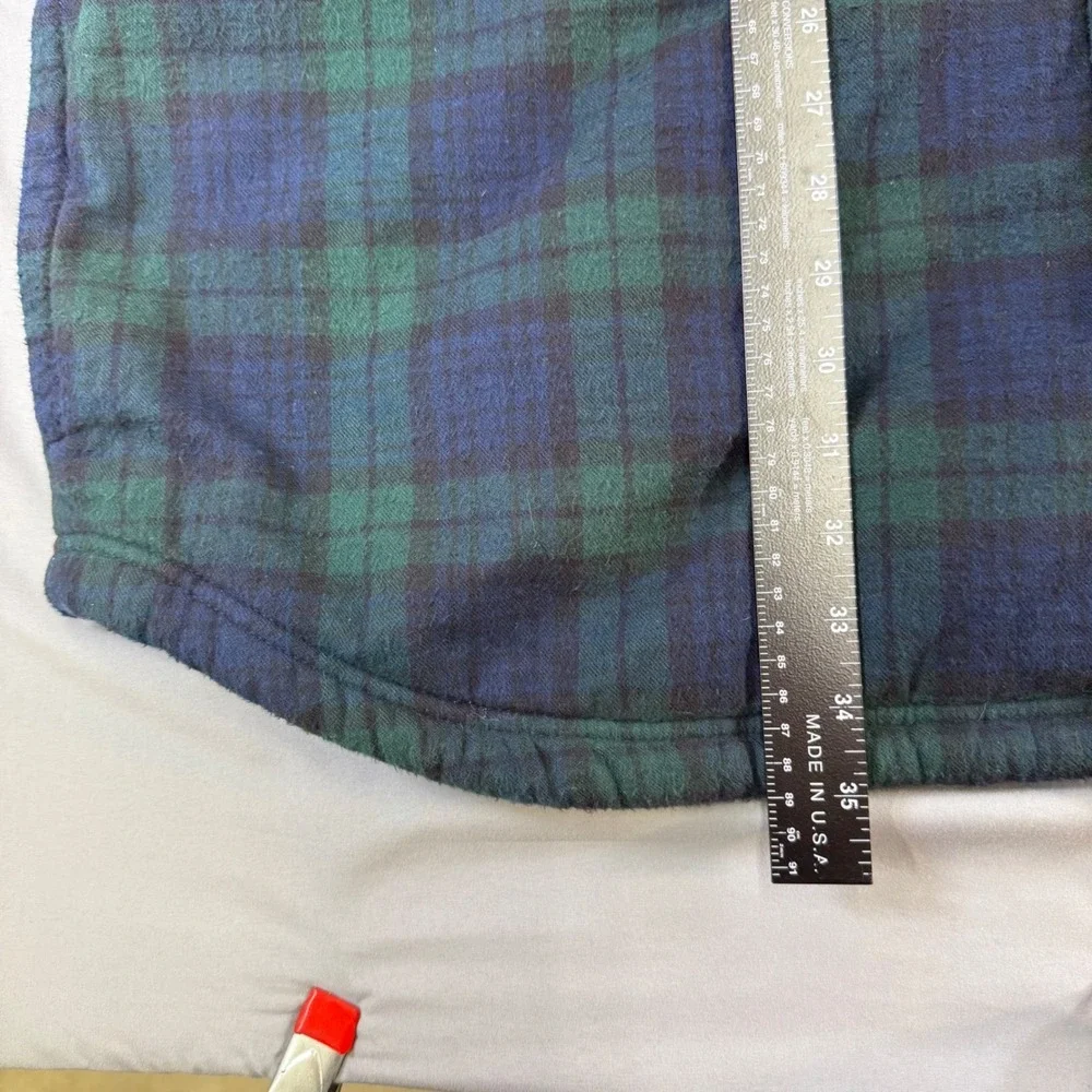 LLBean Plaid‎ Sherpa Lined Flannel Shirt Jacket Men's XXL Tall Blue Green WOW!!!